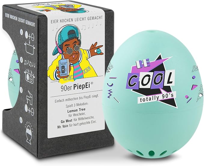 90s BeepEgg – Egg Timer for Boiling Eggs – Musical Egg Cooker for Soft, Medium, Hard Boiled Eggs – Food Safe – Singing Floating Egg Timer – Egg Cooker for 3 Levels of Doneness - Brainstream