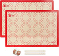 2 Pack Silicone Baking Mats, 11.6" x 16.5" Each, 0.7mm Thick, Food Grade Non-Stick Reusable Baking Mats & Baking Sheet Liners for Cookies, Macarons, Bread, Pizza & Pastry