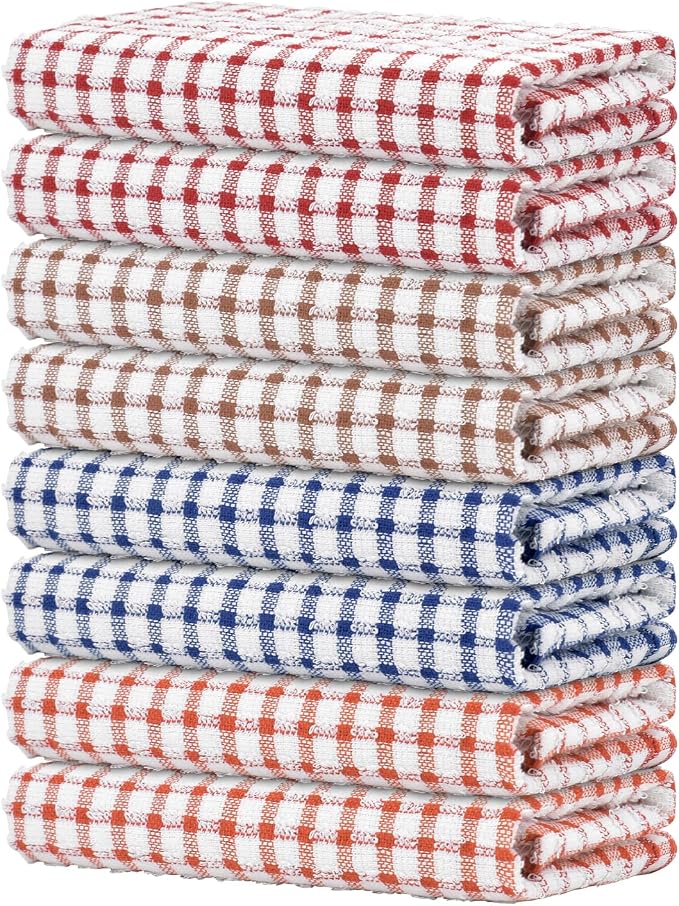 Nialnant 8 Pack Kitchen Towels, Dish Towels for Kitchen, 100% Cotton Dish Cloths for Washing Dishes, Quick Drying Reusable Cleaning Rag - 25 x 16 in