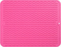 MicoYang Silicone Dish Drying Mat — Quick-Dry Ridges Counter & Sink Pad, Heat-Resistant Trivet to 450°F, Non-Slip & Dishwasher Safe, Roll-Up Storage, 18 Colors & 9 Sizes (Rose, 16"×12")