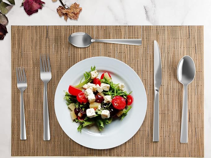Silverware Set for 8, 40 Pieces Flatware Cutlery Set Stainless Steel | Luxury Steak Knife Fork and Spoon Set, Square Handles, Mirror Polished, Dishwasher Safe, for Home Kitchen Restaurant Weddings