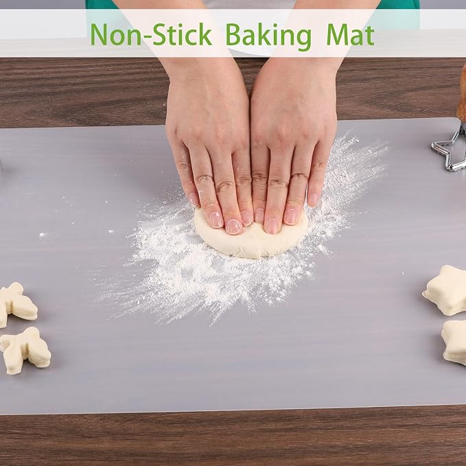 Clear Silicone Mat Small: 2Pcs Heat Resistant Counter Protector Mat | 11.8" x 15.8" (1mm) Translucent Silicone Mat for Countertop - Thin Grip Non-Slip Non-Stick Baking Sheets for Pastry