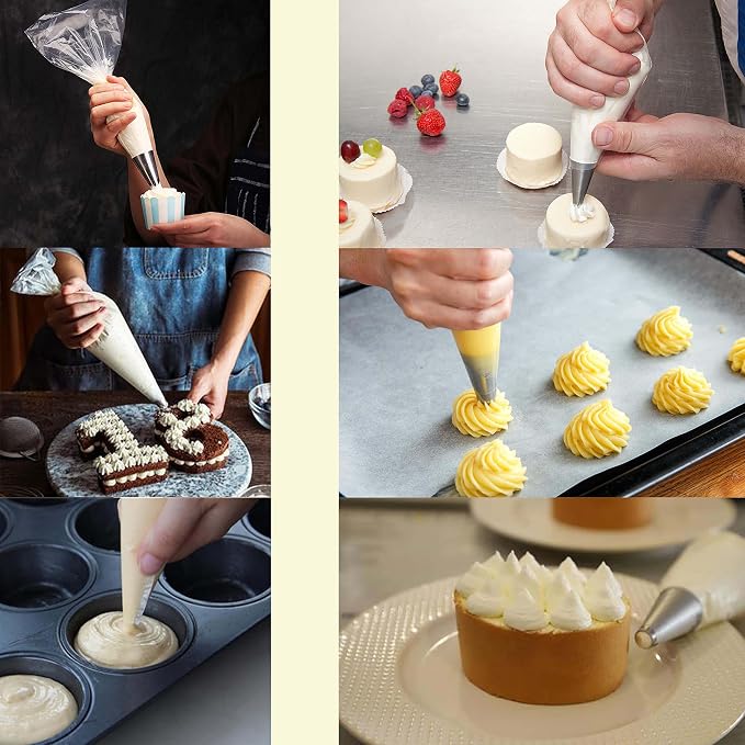 Piping Bags, Pastry Bags 100PCS 14 Inch, Disposable Icing Piping Bags | Tipless Icing Piping Bag For Cookie/Cake Decorating Supplies, Anti Burst And Non-Slip Thicken Cake Decorating Bags