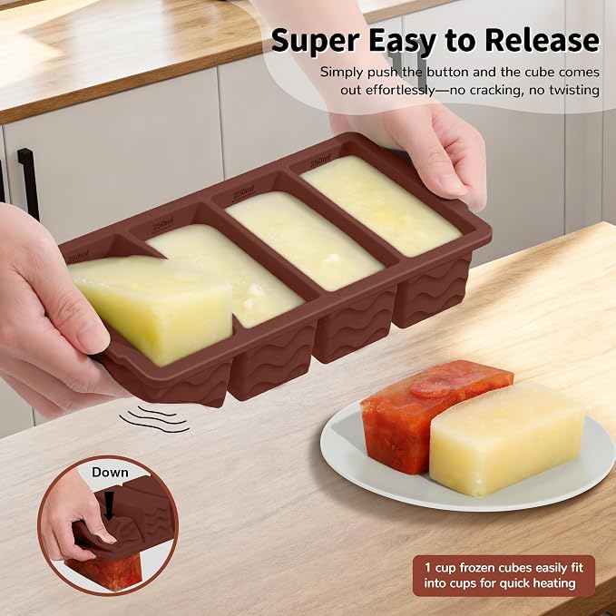 3-Pack Silicone Freezer Trays with Lid, Soup Freezer Container Molds | 2 Large 2-Cup, 4 Medium 1-Cup, 6 Small 1/2-Cup, BPA Free, Ice Cube Tray for Soup, Stews, Sauces, Meal Prep, Broth, Leftovers