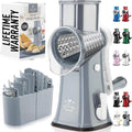 Zulay Kitchen Rotary Cheese Grater 5 Blade Cheese Shredder - Manual Hand Crank Cheese Grater With Reinforced Suction & 5 Interchangeable Drums - Easy to Use, Vegetable Chopper Round Mandoline Slicer