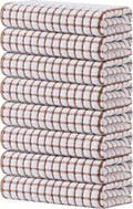 Kitinjoy Cotton 8 Pack Terry Kitchen Towels, Brown | 16 x 25 Inches Super Soft and Absorbent Dish Towels, Quick Drying hand towels for kitchen Drying