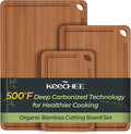 Keechee Bamboo Cutting Board, Wood Chopping & Butcher Block for Kitchen | Non Toxic, Resisted-Cracking&Curling, Deep Juice Groove, Side Handles,Cross-Laminated Structure, Knife-Friendly, Gifts Ready
