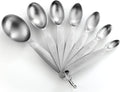 Spring Chef Stainless Steel Measuring Spoons Set of 7 with Leveler | Oval Metal Teaspoon & Tablespoon Measuring Spoons for Dry & Liquid Ingredients, Nesting Metric Spoons with Long Handle
