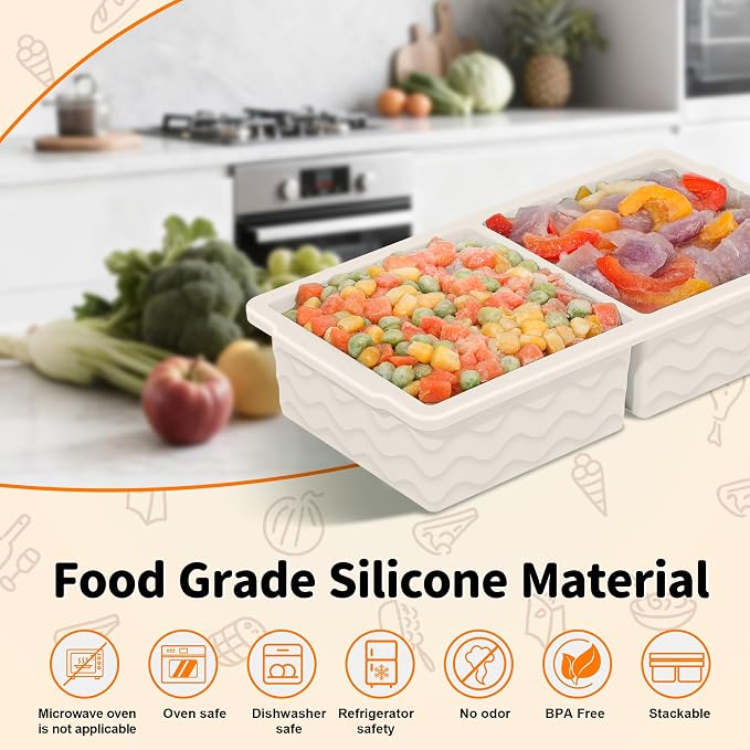 3-Pack Silicone Freezer Trays with Lid, Soup Freezer Container Molds | 2 Large 2-Cup, 4 Medium 1-Cup, 6 Small 1/2-Cup, BPA Free, Ice Cube Tray for Soup, Stews, Sauces, Meal Prep, Broth, Leftovers