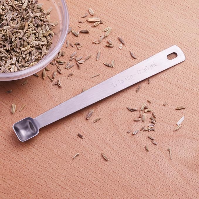 2PCS 1/16tsp(0.3ml) Tiny Measuring Spoon, Small Teaspoon for Tiny Amounts | High Precision, Food-Grade Stainless Steel, ‌Rust-Free, Dishwasher-Safe, Easy-Read Markings, Multi-Purpose, Sturdy & Durable