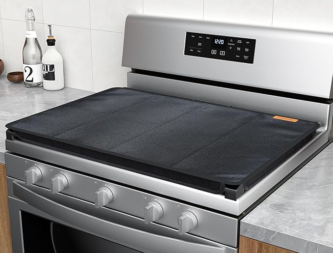 Fireproof Gas Stove Top Cover, 24" Heat-Resistant Gas Range Mat | Fireproof, Heat-Resistant Hard Board, Foldable, Durable & Easy-Clean, Oven Cooktop Protector