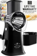 Zulay Kitchen Rotary Cheese Grater 5 Blade Cheese Shredder - Manual Hand Crank Cheese Grater With Reinforced Suction & 5 Interchangeable Drums - Easy to Use, Vegetable Chopper Round Mandoline Slicer