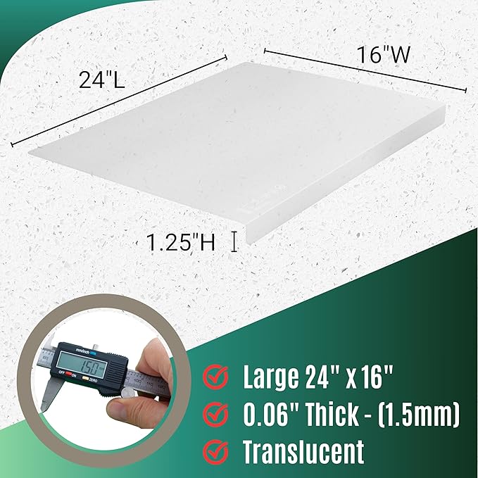 Silicone Mat for Kitchen Counter with "Edge Protection" – Quartz Countertop Protector Mats – Silicone Heat Resistant Mat – No Folds or Wrinkles – 1.5mm Thick, 24"x16", Translucent