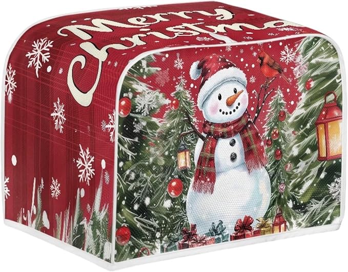 Snowman Pattern Two Slice Toaster Cover Kitchen Small Appliance Covers for Christmas Kitchen Decoration Microwave Oven Dustproof Cover Keep From Dirty Stain