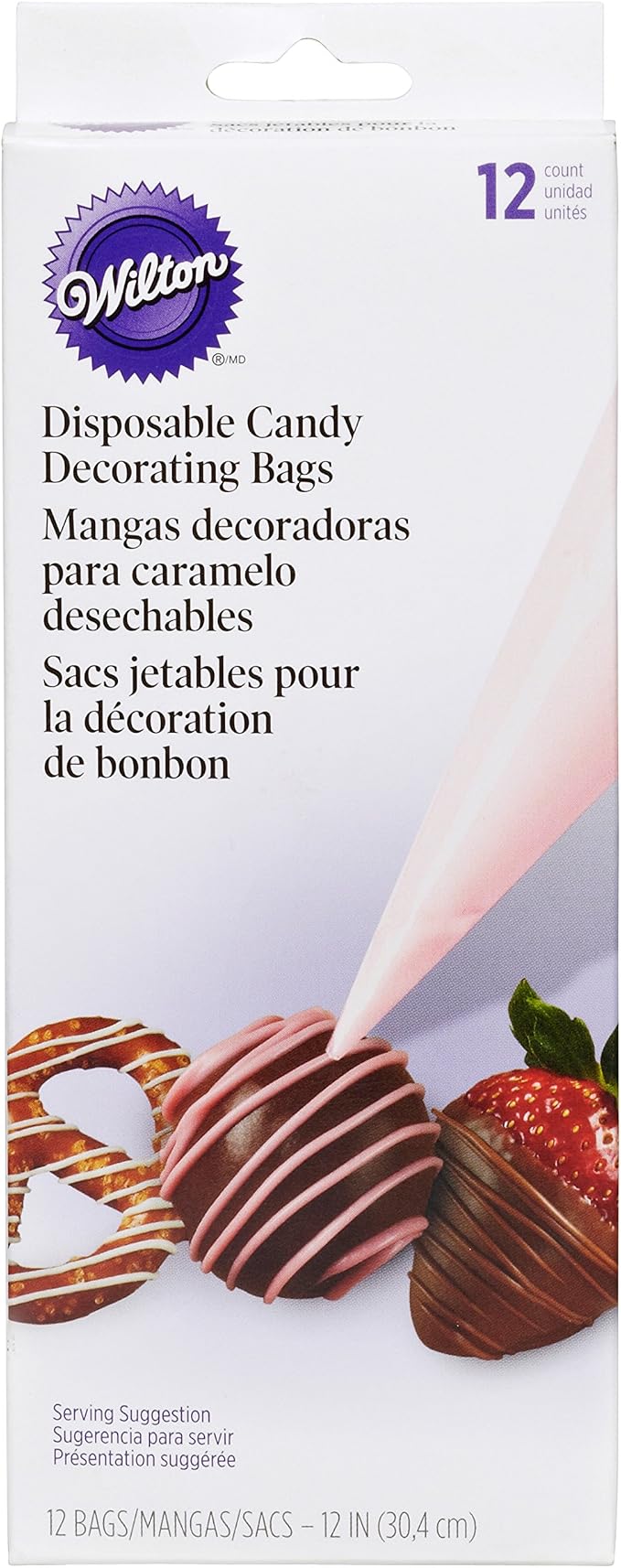 Wilton Disposable Candy Melts Piping Bags, 12-Count | Pre-Cut Single-Use Bags for Candy Melts & Chocolate Drizzling, No Cleanup Required, Perfect for Cake Pops & Treat Decorating