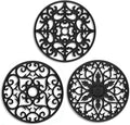 ME.FAN Trivets for Dishes/Pots/Pans, 3 Pcs Silicone Mats, Flexible/Durable/Non Slip Hot Pads to Protect Table and Counter Top (Black)