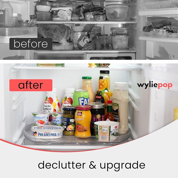 Lazy Susan for Refrigerator - 360° Turntable Refrigerator Organizer and Storage Tray for Fridge, Cabinet & Pantry - Rectangle Lazy Susan (16.5"x11.5"x1.5")