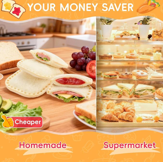 Sandwich Cutters for Kids Lunch, Breakfast Crustless Sandwich Maker | 3 Pack Sandwich Cutter and Sealer Cookie Cutter Bread Decruster Lunch Box Accessories for Kids Children Adult