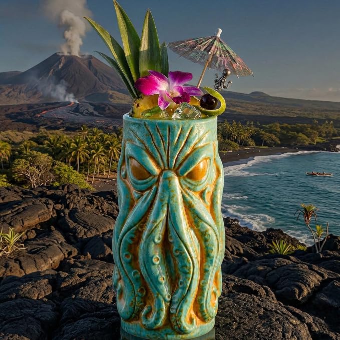 Kraken Ceramic Tiki Mug, 18 oz Hi Ball 1 pc Set