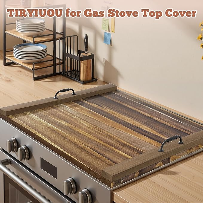 Gas Stove Top Cover: Acacia 30 * 22 Inches Electric Stovetop Covers, Noodle Board with Handles, Wood RV Cutting Board for Kitchen Counter