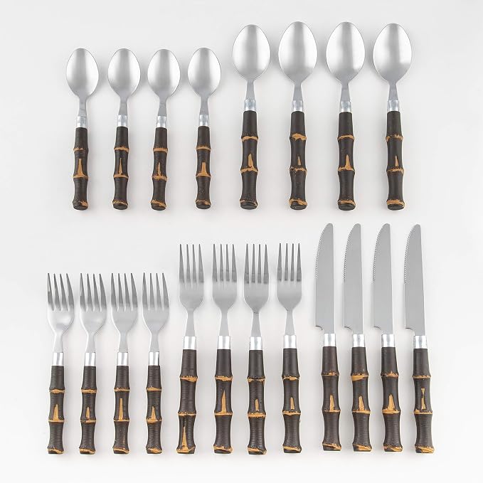 Cambridge Silversmiths 20-Piece Estelle Bamboo Flatware Set