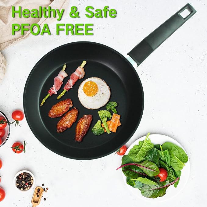 9.5“ Nonstick Frying Pan, Nonstick Fry Pan Griddle Pan, Dishwasher and Oven Safe, PFOA-Free, Stovetop Grill Pan Works with Gas, Electric Stove, Induction Cooktops