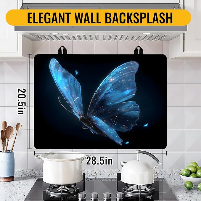NYZE Electric Stove Top Cover Blue Butterfly, Heat Resistant Protector | Extra Counter Space