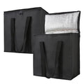 Bodaon 2-Pack Insulated Reusable Grocery Shopping Bags, Medium, Black, | Picnic Cooler Bag with Zippered Top Cold, Insulated Food Delivery Bag for Commercial Rideshare, Collapsible Tote Bags, Picnic