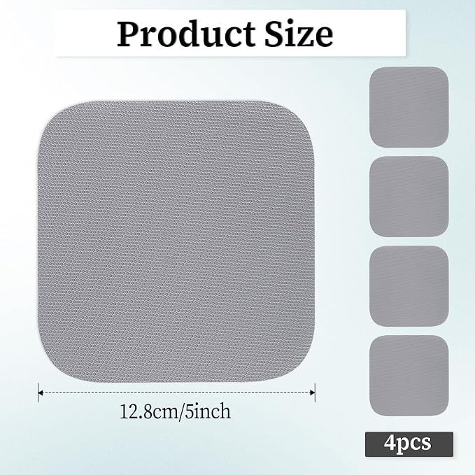 Abeillo 4PCS Jar Opener Gripper Pad, Silicone Jar Openers 5 Inch Square Multi-function Anti-Slip Coasters Bottle Jar Opener, Jar Lid Openers for Opening Cans Jars in Summer(Gray)