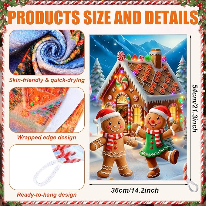 Silifine 12 Pcs Christmas Oven Mitts Pot Holders Kitchen Towels Sets | Gingerbread Man Kitchen Accessories Dish Towels Potholders Resistant Glove for Cooking Baking Home Housewarming Gift