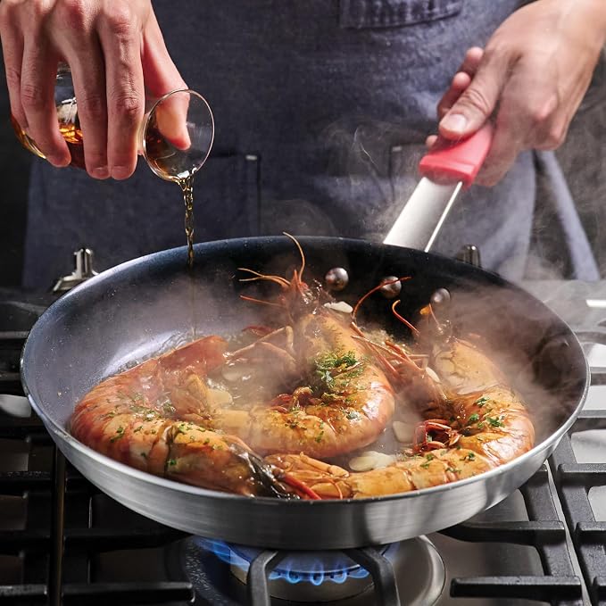 Tramontina Professional 12-Inch Ceramic Non Stick Large Frying Pan | Heavy-Gauge Aluminum Skillet with Ceramic Nonstick Coating, Dishwasher and Oven Safe, Black, Made in Brazil