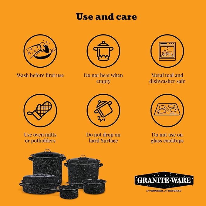 Granite Ware Round Covered Roaster - Speckled Black