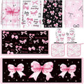 Fourluoo 10 Pcs Bow Kitchen Dish Towels Rugs Oven Mitts and Pot Holders Set Farmhouse Kitchen Decor Set for Women Mom Daughter Gift Cooking Baking Grilling(Black, Pink)