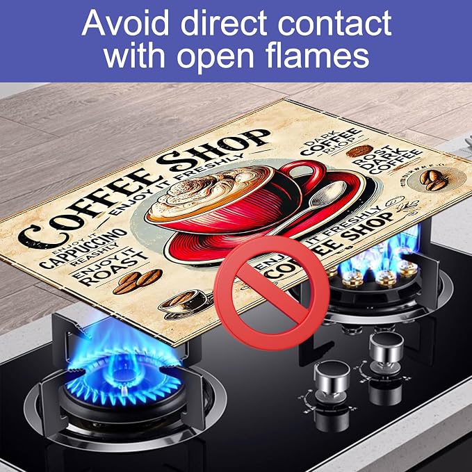 HOMETITUTE Stove Top Cover 28x20 Coffee Shop Vintage Heat Resistant Mat