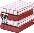 Homaxy Large Premium Cotton Kitchen Towels 16"x 28", 4 Pack, Rust | Natural Ring Spun 390 GSM Dish Towels, Super Absorbent Terry Kitchen Hand Towels, Soft Tea Towels with Hanging Loop