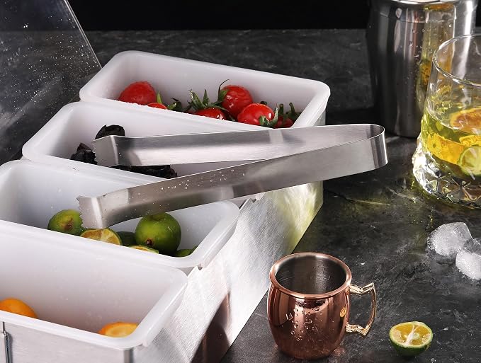 New Star Foodservice Restaurant-Grade Pom Tong, Stainless Steel, 6.5 Inch, Set of 6, Silver