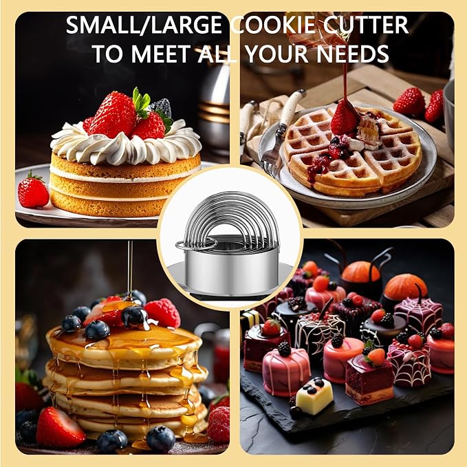 6 Pcs Large Cookie Cutters, Round Biscuit Cutter Set with Handle | (2-3.9 Inch) Dishwasher-Safe, Comfortable Grip, Professional Baking Dough Cutter Tools for Thick Dough, Biscuits & Fondant