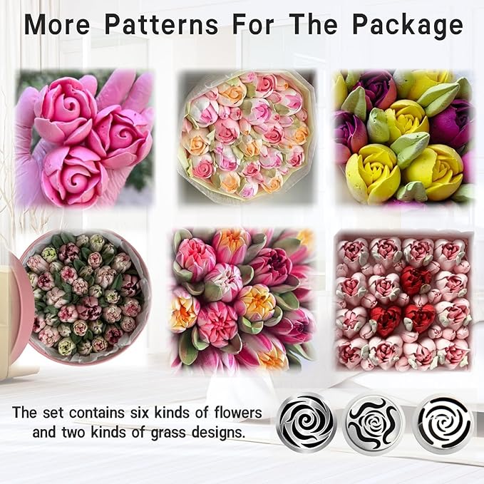 10PCS Extra Large Russian Piping Tips Stainless Steel 3D Flower Frosting | (XXL)Russian Piping Tips for DIY Cream Bouquets, Cake Flower Decoration & Cake Decorations. Beginner-Friendly
