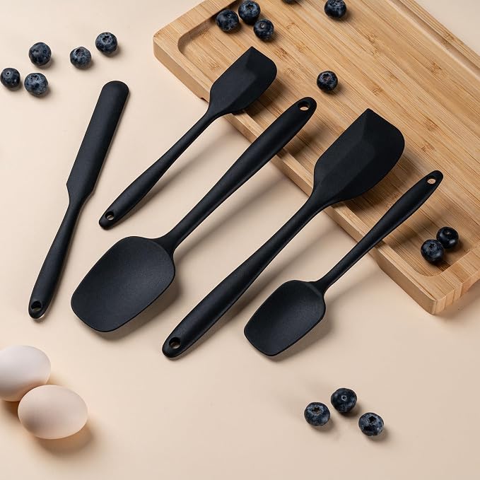 Silicone Spatula Set,5 Piece Food Grade Rubber Spatulas,Grey | Spatulas Silicone Heat Resistant for Baking,Cooking,and Mixing High Heat Resistant Non Stick Dishwasher Safe BPA-Free