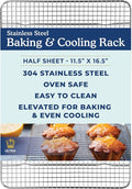 Durable Cooling Rack for Cooking and Baking - 11.5" x 16.5" | Professional Grade Premium 100% Stainless Steel, Baking Rack, Roasting, Grilling, Dishwasher Safe, Oven Safe, Wire Rack