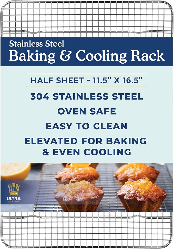 Durable Cooling Rack for Cooking and Baking - 11.5" x 16.5" | Professional Grade Premium 100% Stainless Steel, Baking Rack, Roasting, Grilling, Dishwasher Safe, Oven Safe, Wire Rack