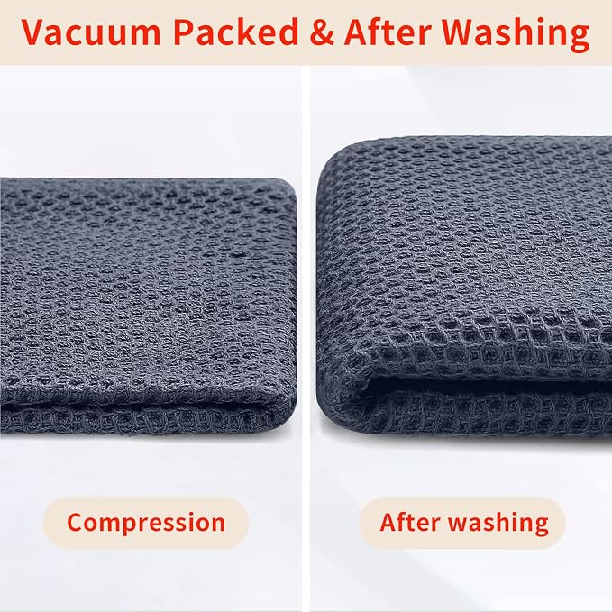 Homaxy 100% Cotton Waffle Weave Kitchen Dish Cloths, 7-Pack, Dark Grey | 12 x 12 Inches, Ultra Soft Absorbent Dish Towels, Quick Drying Dish Rags with Hanging Loop