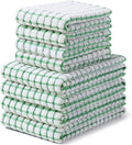 Homaxy Kitchen Towels and Dishcloths Set, Set of 8, Green | Cotton Terry Kitchen Dish Towels, Super Soft and Absorbent Dish Cloths, 16 x 25 and 12 x 12 Inches