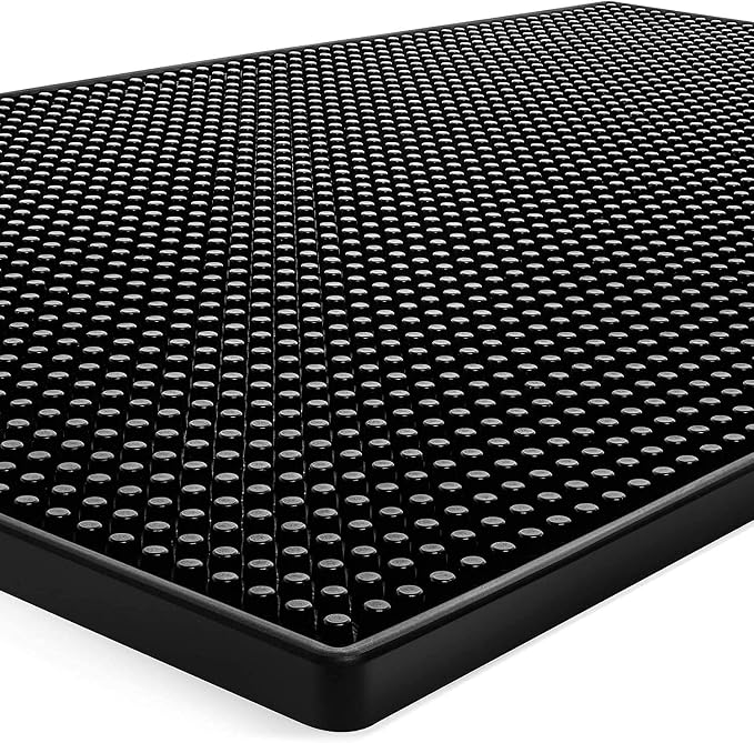 Tebery 2 Pack Black Bar Mat, 18" x 12" Rubber Dish Drying Mat for Countertop, Non Slip Cocktail Service Spill Mats for Bartending, Coffee Bar Mats Accessories for Home Kitchen