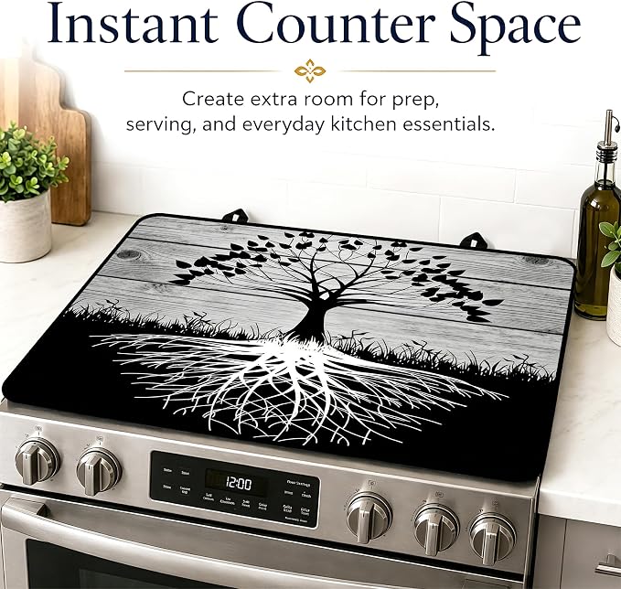 Stove Top Covers with A Non-slip Rubber Coating | protect Your Stove from Scratches, Extend Countertop Space, and Add A Classic Kitchen Touch