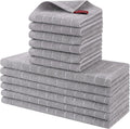 Homaxy Kitchen Towels and Dishcloths Set, Set of 12, Light Grey | Bulk Cotton Terry Kitchen Towels, Checkered Designed, Soft and Super Absorbent Dish Towels, 12 x 12 and 13 x 28 Inches