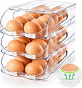 SMRCAD 36-Egg Dispenser with Silicone Bumpers, Auto-Rolling, Stackable | BPA-free food-grade PET | Stackable with lid | Built-in handle | Fits Large to Jumbo Eggs | Hand wash only