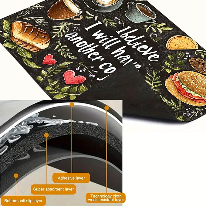 HOMETITUTE Coffee Quote Stove Top Cover 28x20 Diatomite Heat Resistant Mat