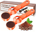 2-in-1 Coffee Scoop with Funnel, 2 Tbsp Measuring Spoon for Reusable K Cups, Ground Coffee, Protein Powder & Tea, Mess-Free Plastic Design（Orange-2pack）