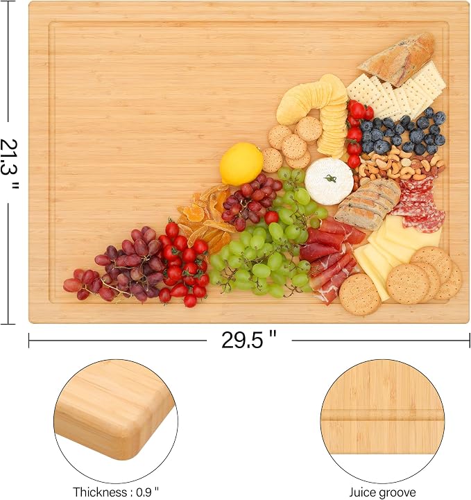 YUHFERA Stove Cover Board for Gas Stovetop - Raised Cutting Board with Legs and Juice Grooves, Adjustable Noodle Board Stove Cover for RV Stove Top (29.52"x21.65")